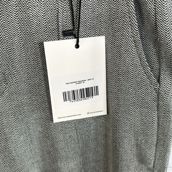 ✨ Icon Chevron Trousers in Gray - Size 32, Inseam 29 Inches, New with Tag - Picture 4 of 6